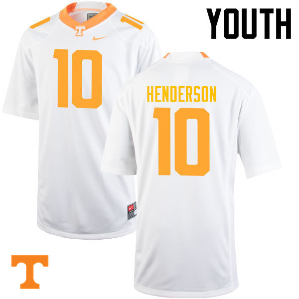 Youth #10 D.J. Henderson Tennessee Volunteers College Football Jerseys-White